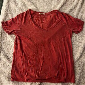 Marine Layer Cotton Women's V-Neck Burnt Orange Short Sleeve Top Size XS